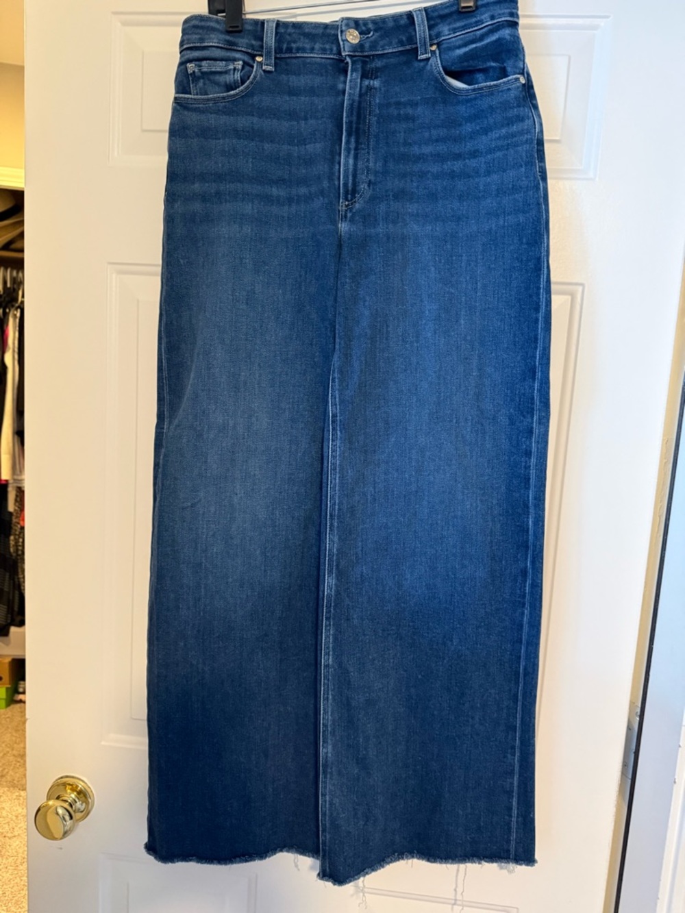 PAIGE Dark Blue Wide-Leg High-Rise Jeans